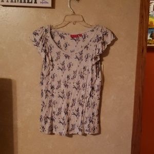 Ruffle sleeve floral t shirt